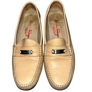 Salvatore Ferragamo Sport Tan Leather Gancio Moccasin Loafers Shoes size 8AA